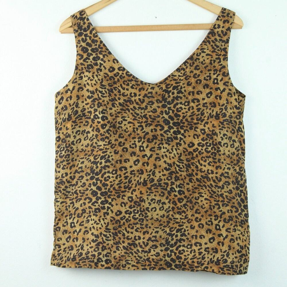 Vintage Y2K Express Small Boxy Silk Animal Print Tank Top‎ Blouse Punk Grunge